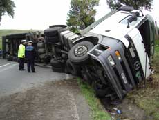Un tir încărcat cu zeci de tone de furnir s-a răsturnat lîngă Bunești, iar șoferul a murit pe loc