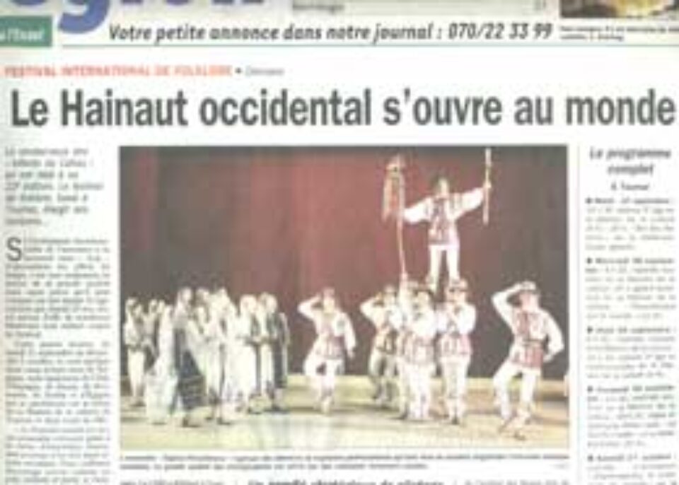 Succes răsunător al Ansamblului artistic „Ciprian Porumbescu” la Festivalul Internațional de Folclor din Belgia