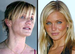 Cameron Diaz, cu şi fără machiaj