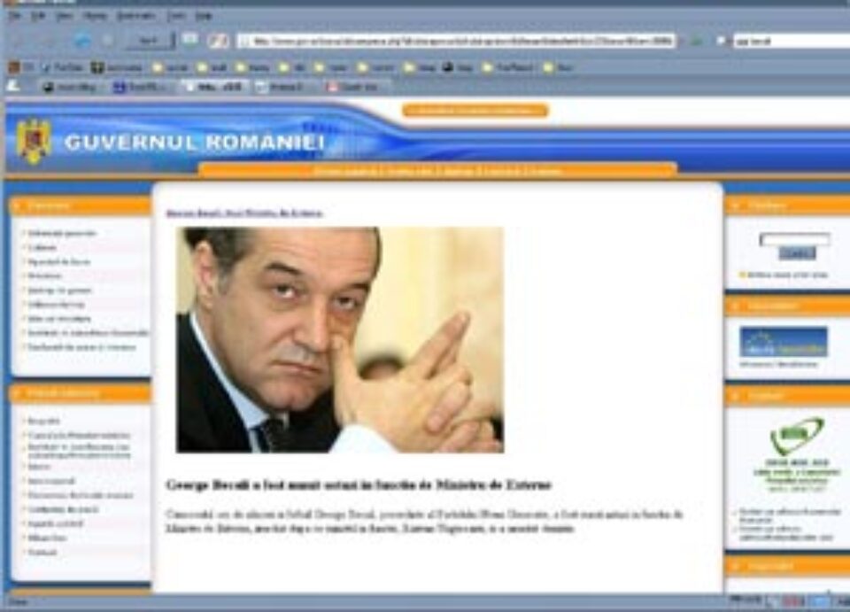 Becali ministru, din cauza unor breșe pe site-urile Guvernului și MAE