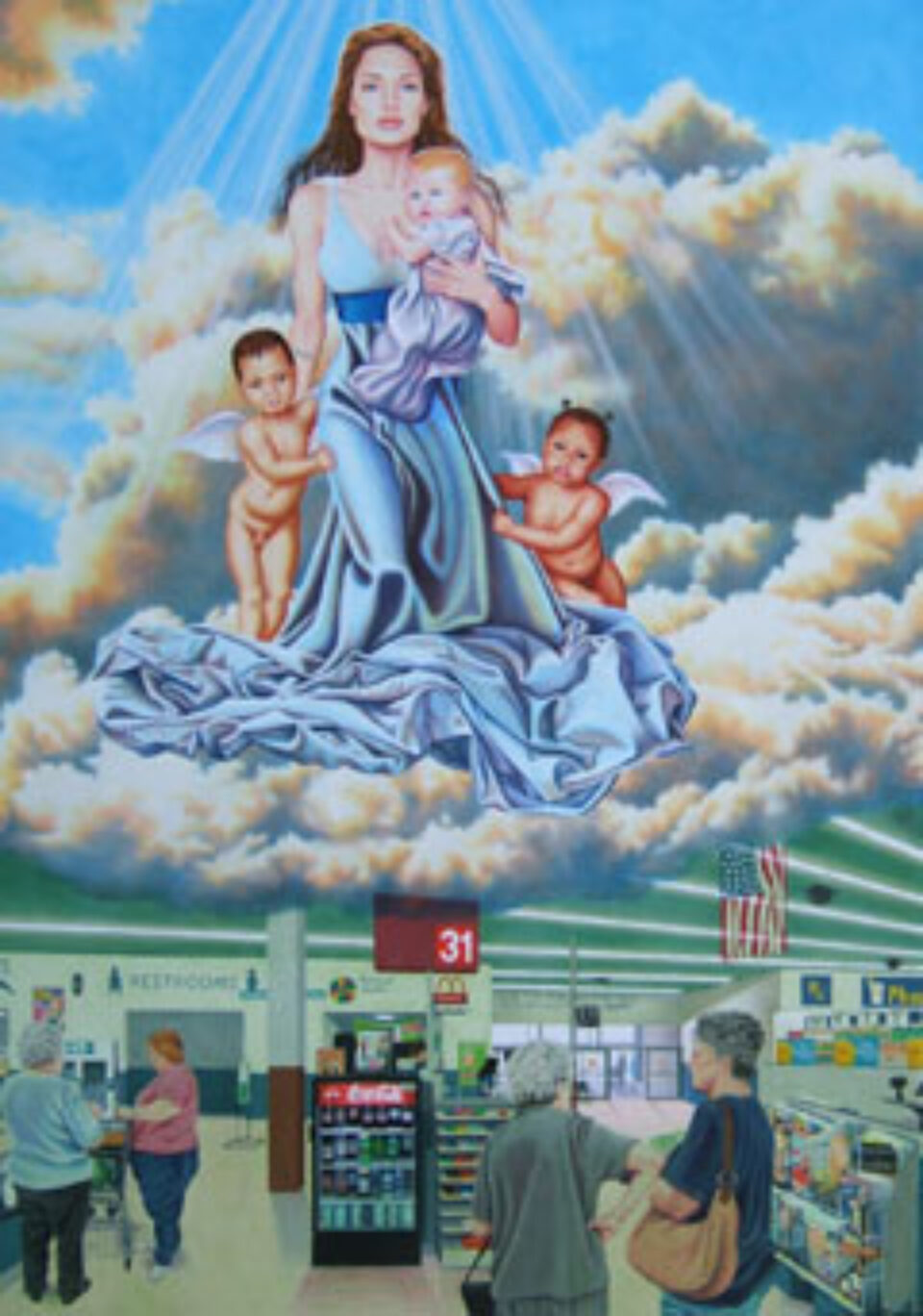 Angelina Jolie, portretizată ca Fecioara Maria