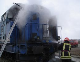 Locomotivă în flăcări în halta Bursuceni