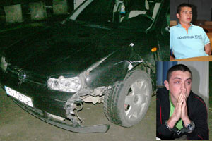 Două Logan-uri de Poliție, lovite de autoturismul unui fugar