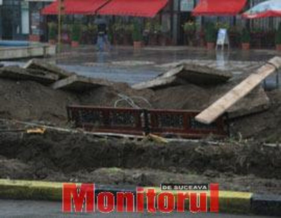 Lucrările nu sunt semnalizate şi securizate corespunzător, iar munţii de pământ rezultat din săpături au acoperit spaţii verzi, trotuare şi chiar bănci