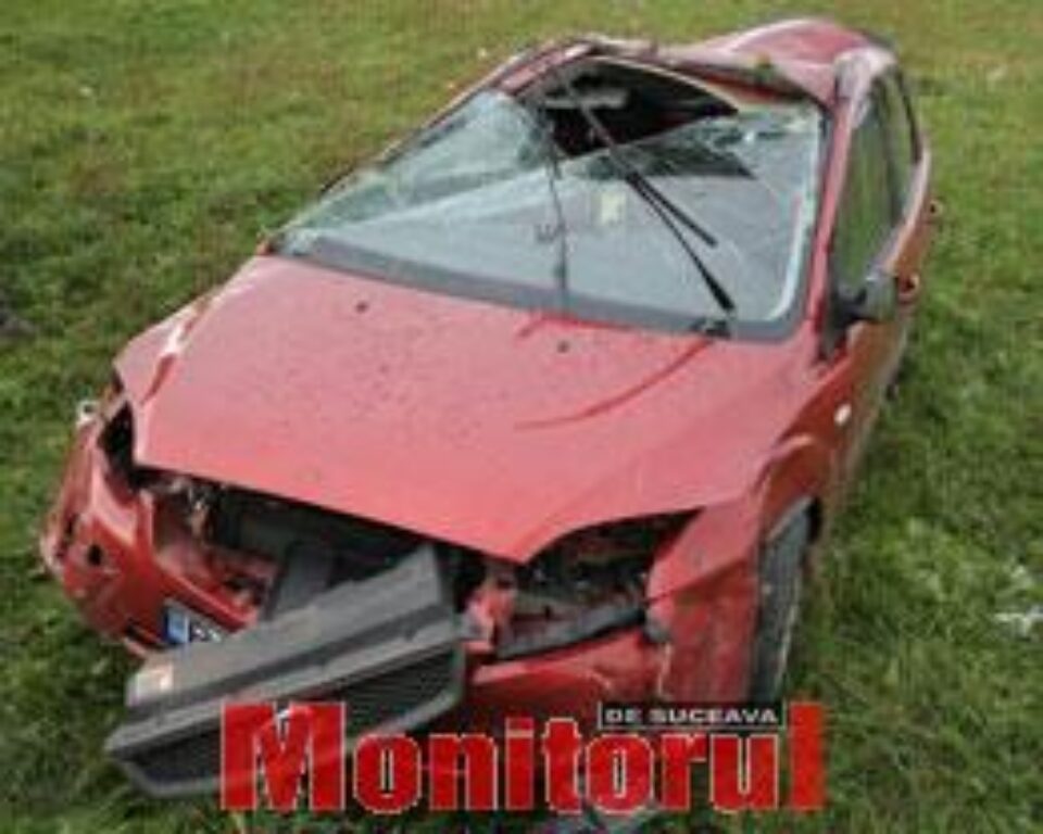 Un șofer grăbit a făcut „tumbe” cu mașina la Udești Un șofer grăbit a făcut „tumbe” cu mașina la Udești