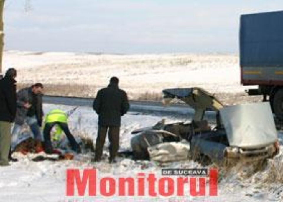 O „Dacie 1310” şi un autocamion „Volvo” s-au izbit violent la ieşirea din comuna Grăniceşti