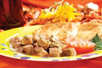 Cubulețe de porc cu frigănele
