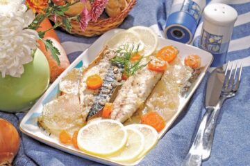 Macrou gratinat cu gulii