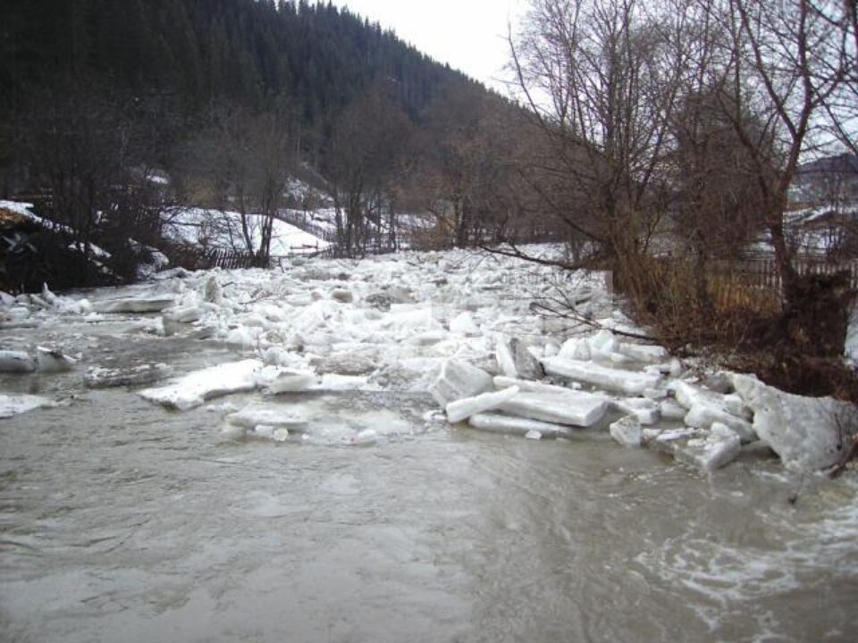 Efectul frigului: Broșteni, un oraș sub amenințarea sloiurilor de gheață