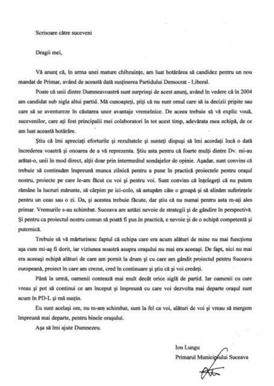 Scrisoare către suceveni