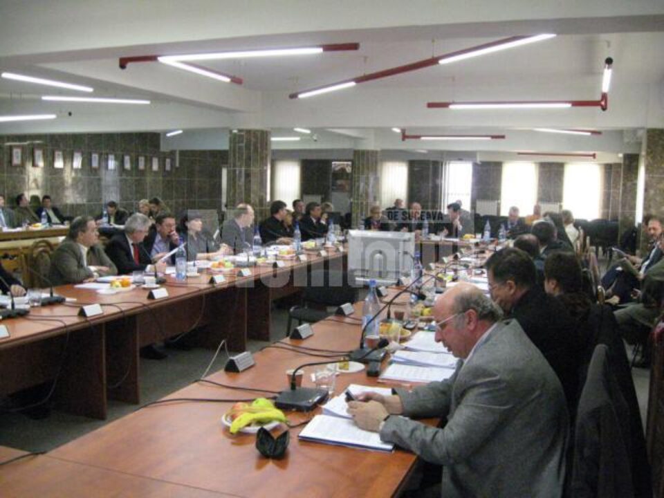 Consilierii locali discutând de privatizarea Termica