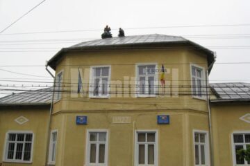 Virgil Feraru și Puiu Viorel Bâclea s-au urcat pe acoperișul Primăriei Arbore