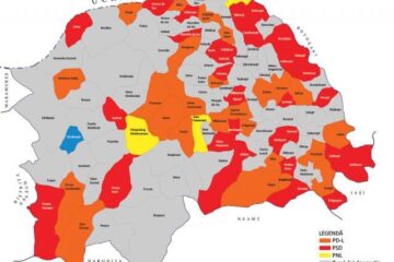 Scrutin: Județul portocaliu și roșu, cu pete galbene