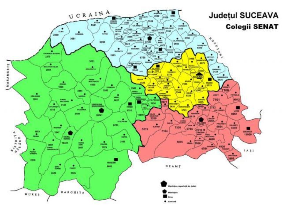 Delimitare: Structura colegiilor uninominale din județul Suceava