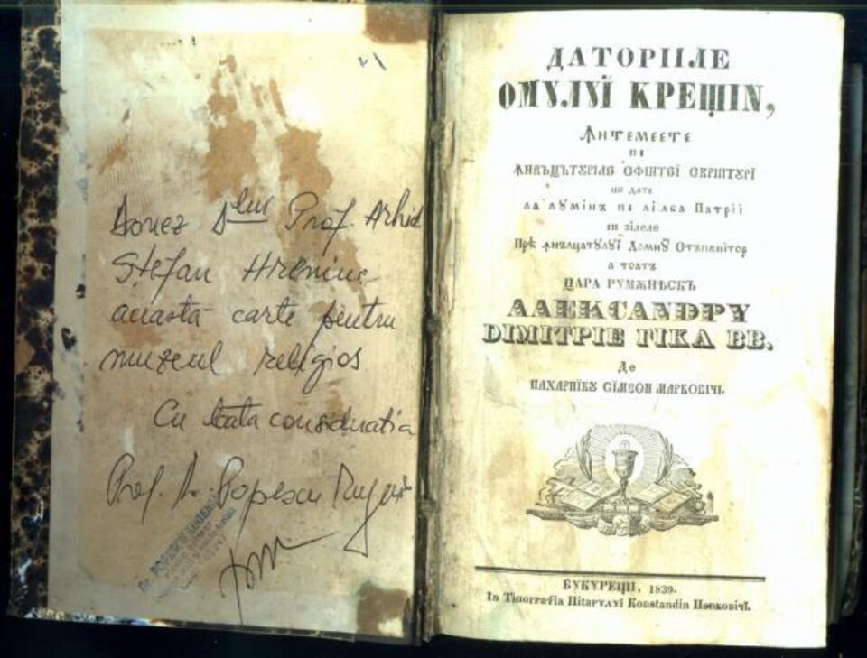 Volumul „Datoriile omului creștin”, publicat în 1839