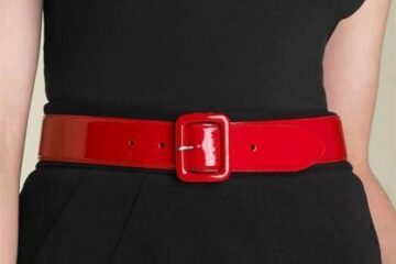 Curea din piele lăcuită cu cataramă dreptunghiulară, model Ralph Lauren Foto: NORDSTROM