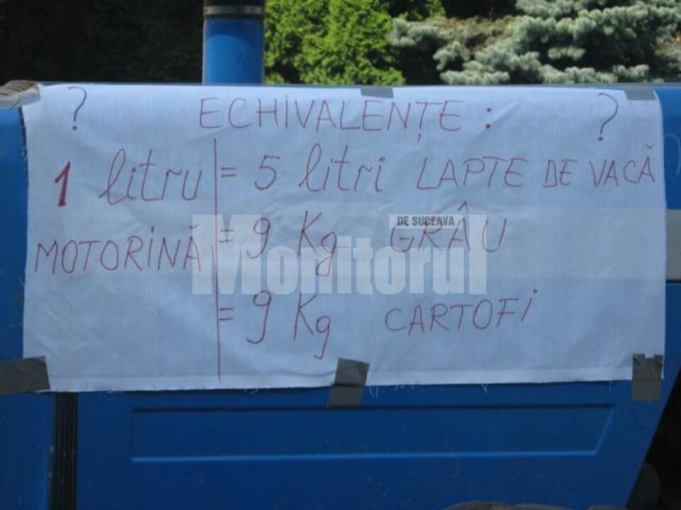 Nemulțumiri în stradă: 30 de tractoare, claxoane și lozinci, la protestul fermierilor