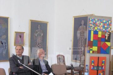 Artistul Constantin Severin împreuna cu profesorul universitar Ionel Corjân