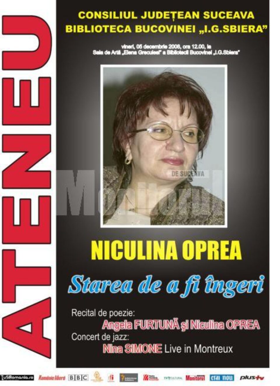 Lectură publică: Scriitoarea Niculina Oprea, la Biblioteca Bucovinei „I.G. Sbiera”