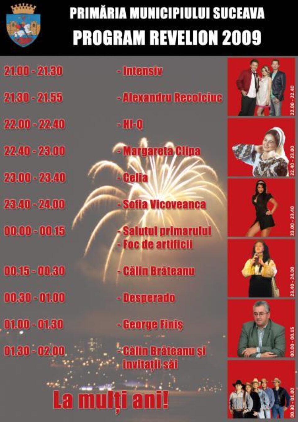 Anul nou: Revelion în centrul Sucevei, cu HI-Q, Celia și Desperado