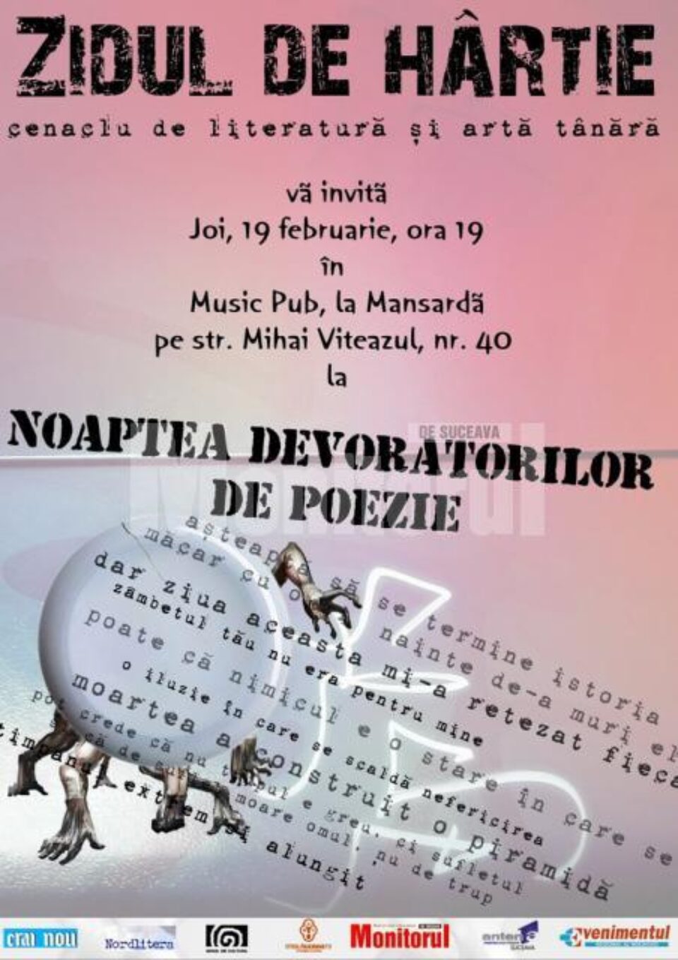 Joi: „Noaptea devoratorilor de poezie”, la Music Pub