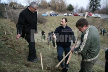 Silvicultorii de la conducerea instituțiilor sucevene, Costel Girigan, Sorin Popescu și Sorin Ciobanu, voluntari la plantarea de arbori