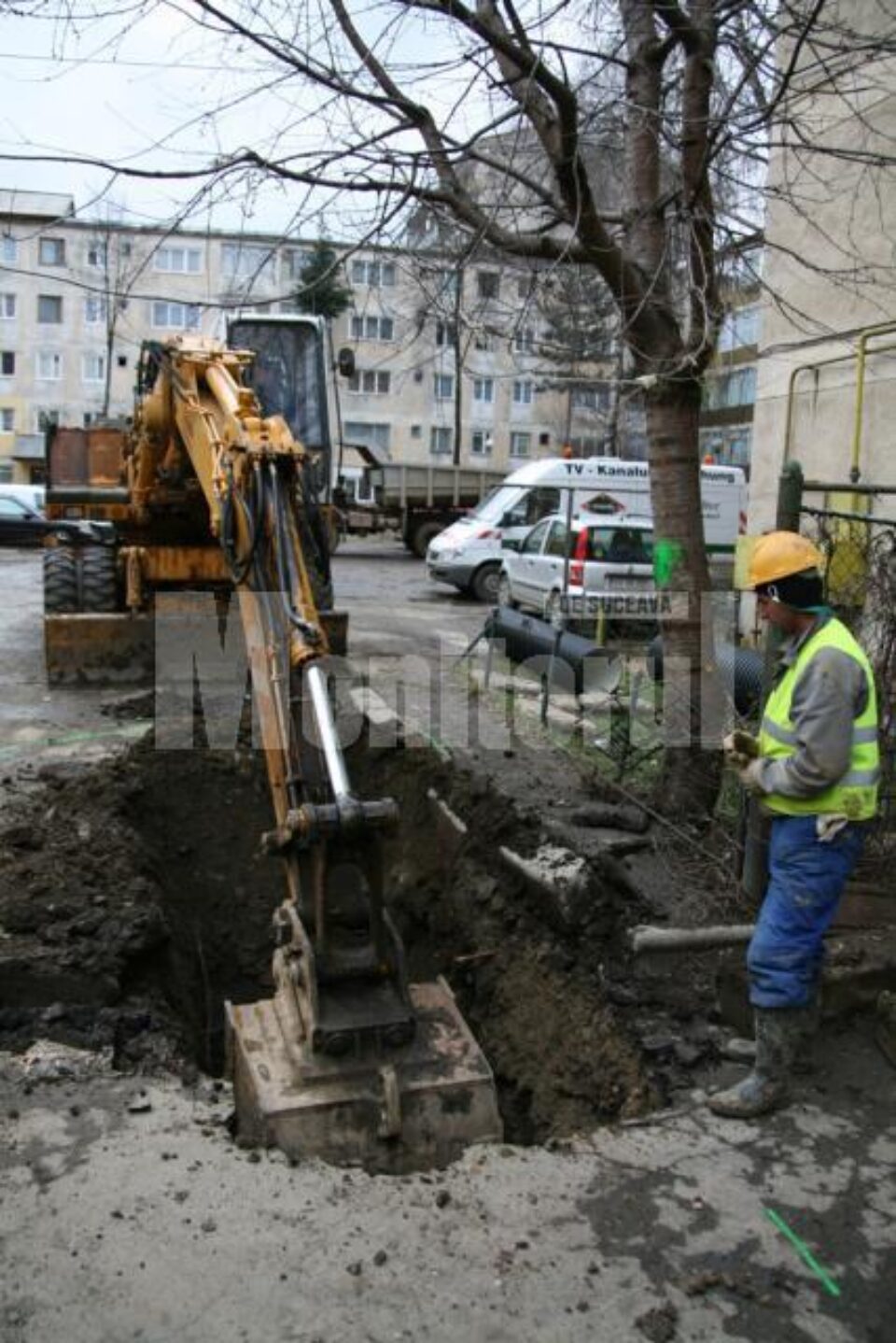 Locul in care s-a sapat pentru recuperarea robotului