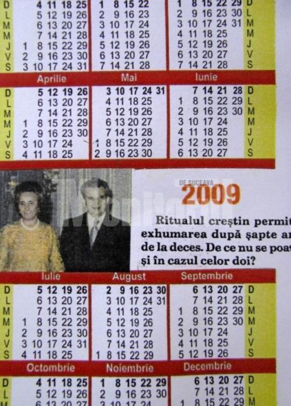 Câmpulung: Calendare cu Ceaușescu pentru publicitate politică