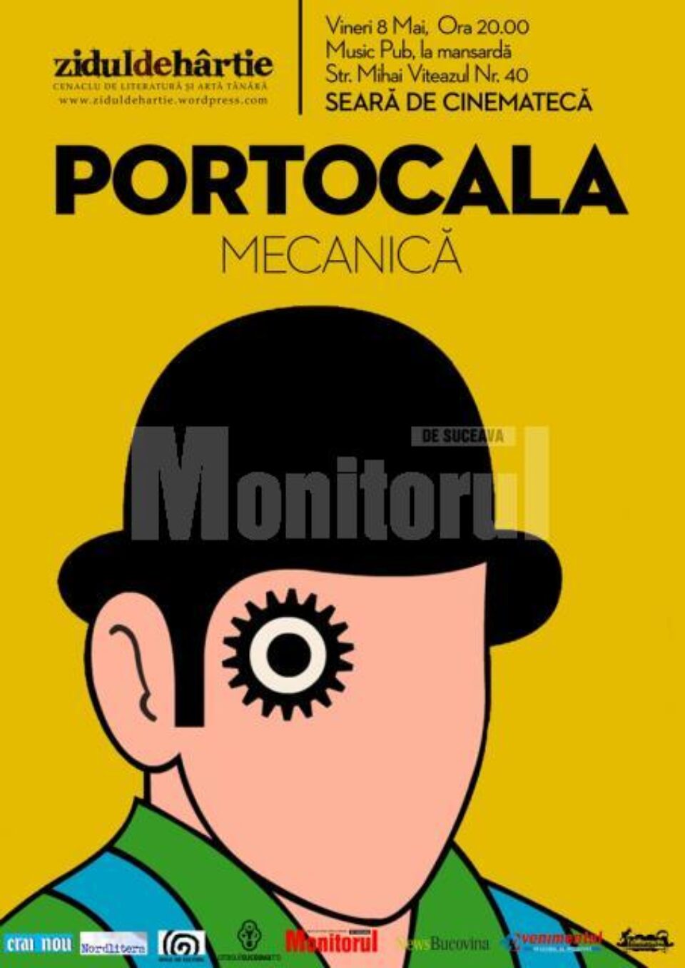 Cinematecă: „Portocala mecanică”, la Music Pub