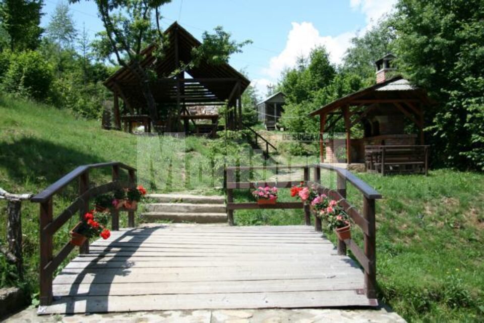 Foișorul de relaxare și grătarul amplasat lângă pârâu