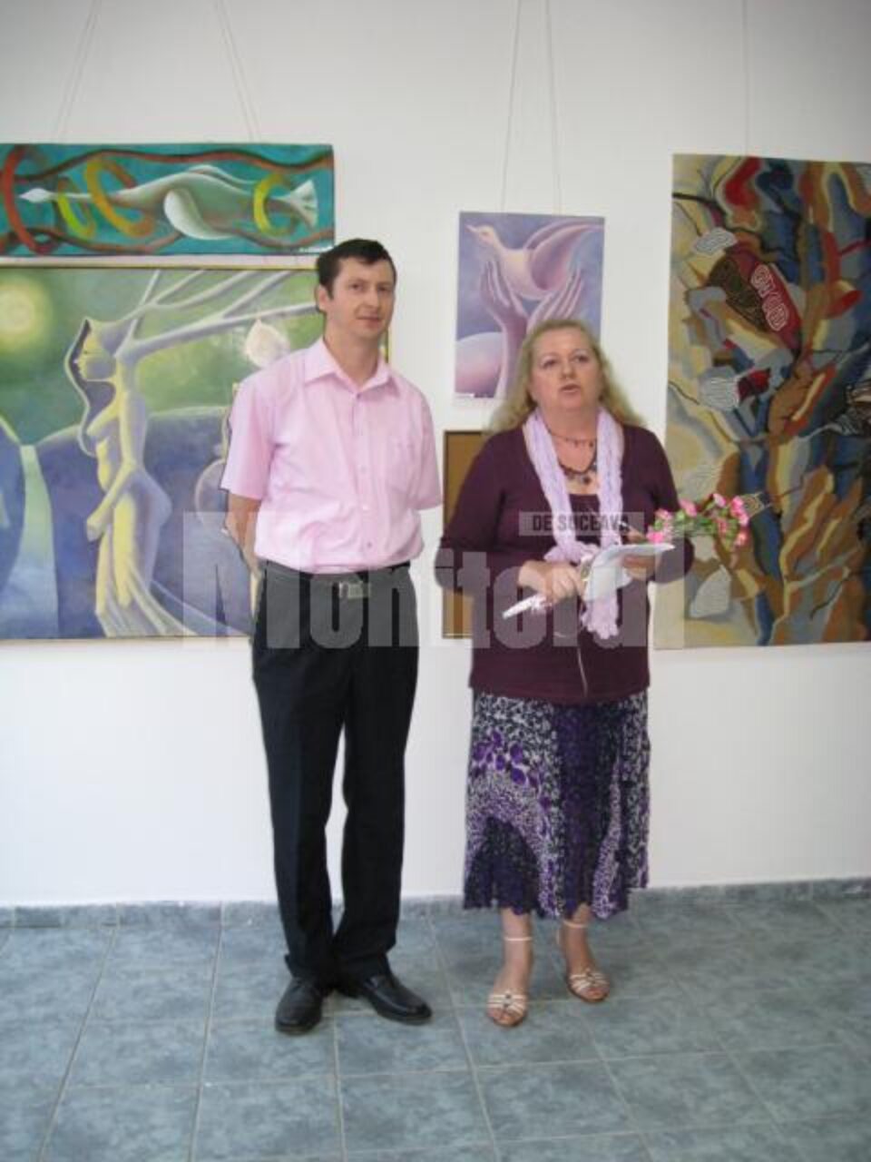 Cătălin Alexandru Chifan și Lucia Pușcașu la vernisaj