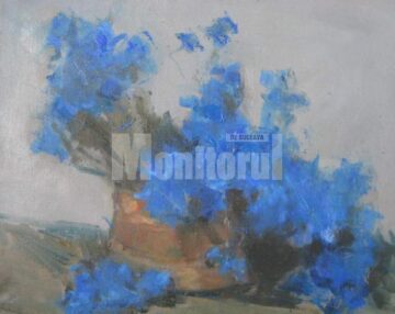 Flori albastre, pictate de Eugen Sandu Raportoru