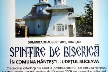 Eveniment: Sfințire de biserică, la Hănțești