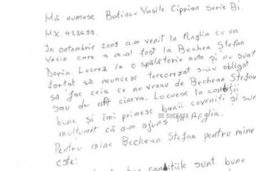 Declarație olografă trimisă de Bechian
