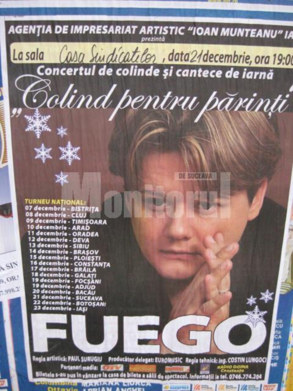 Concert: „Colind pentru părinți” cu Fuego, la Suceava