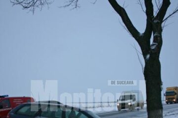 Accidentul a avut loc ieri după-amiază, pe drumul european 85, în apropiere de Cumpărătura