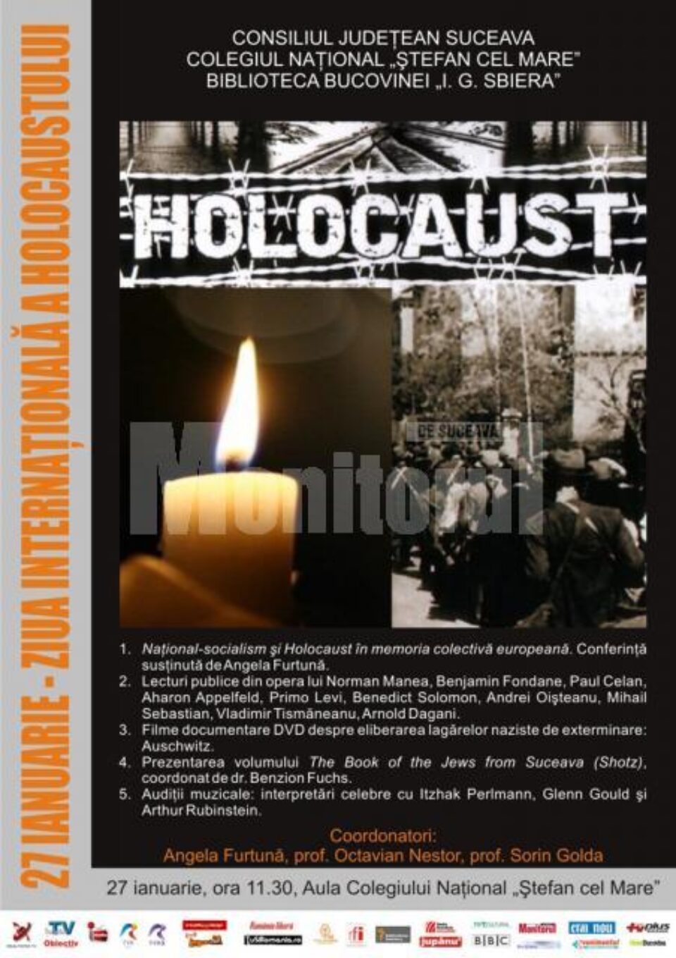 Manifestări: Ziua Internațională a Holocaustului, la Colegiul Național Ștefan cel Mare Manifestări: Ziua Internațională a Holocaustului, la Colegiul Național Ștefan cel Mare