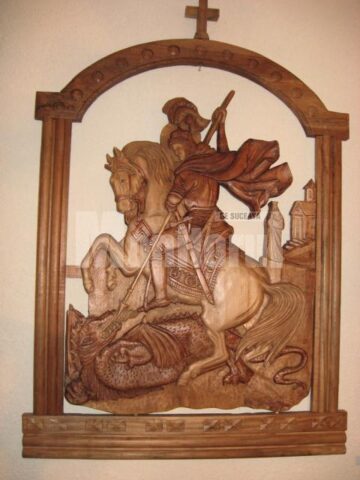 Icoană cu Sf. Gheorghe ucigând balaurul