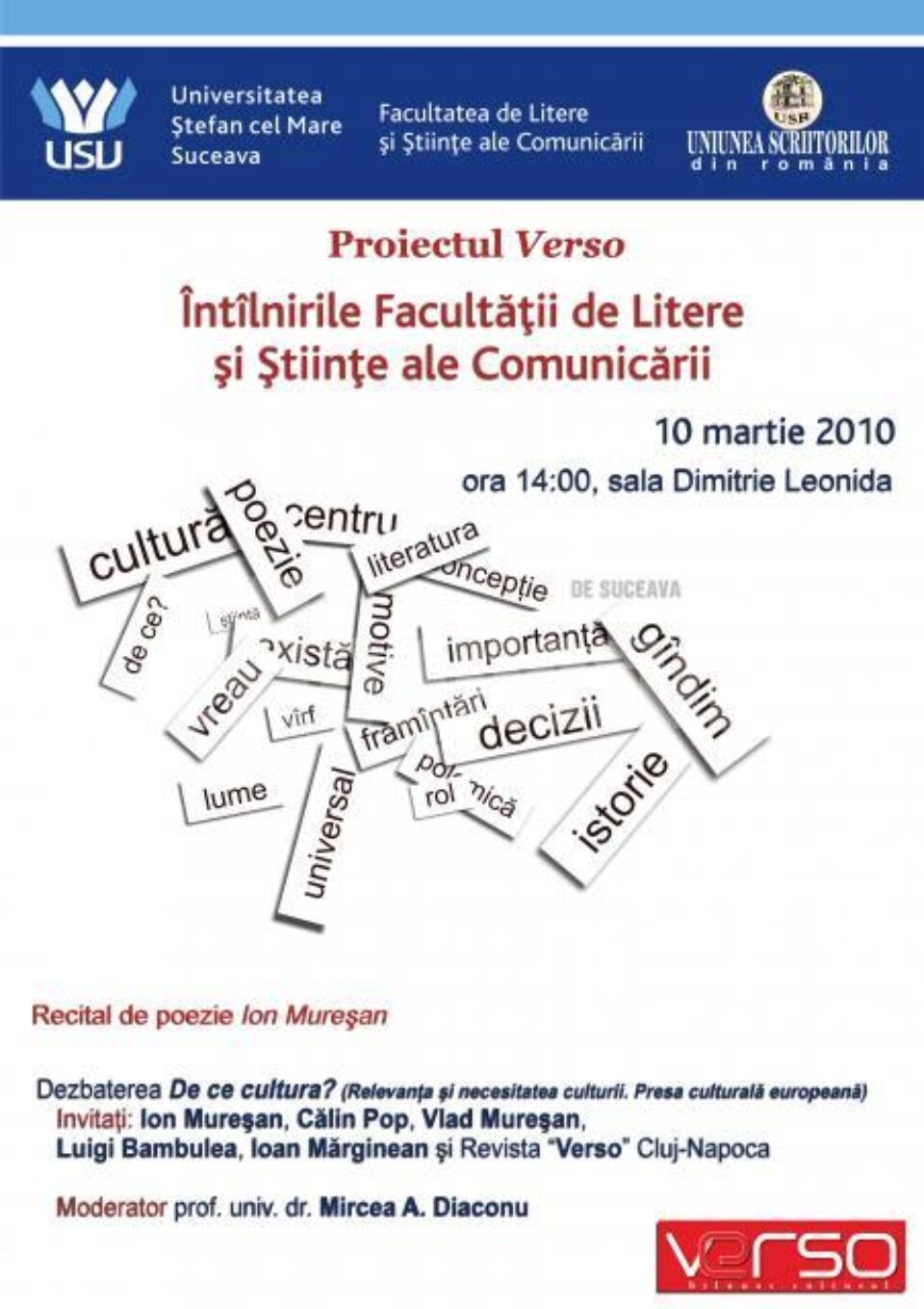 Proiectul Verso: Întâlnirile Facultății de Litere și Științe ale Comunicării