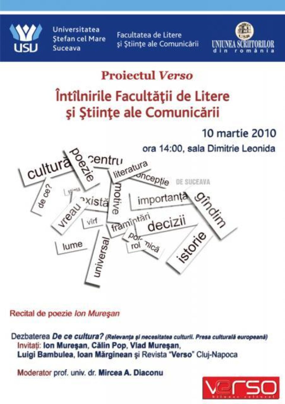 Proiectul Verso: Întâlnirile Facultății de Litere și Științe ale Comunicării