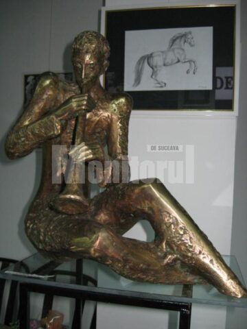 Trubadurul - bronz de Lucian Smău și Studiu de cal, grafică de Oana Chinchișan