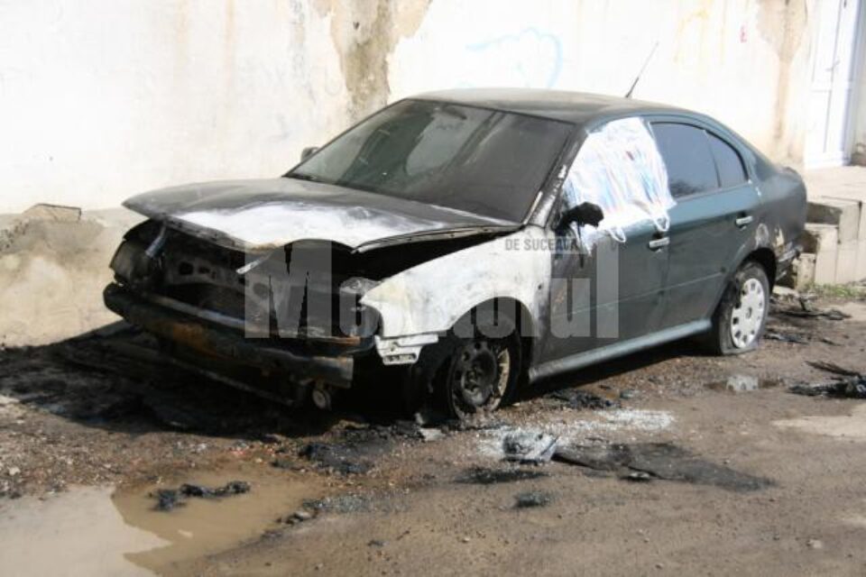 Un autoturism Skoda și unul Ford, incendiate o mână criminală