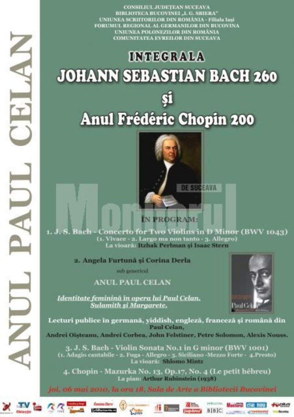 Eveniment: Integrala Johann Sebastian Bach - 260 și Anul Frederic Chopin - 200 Eveniment: Integrala Johann Sebastian Bach - 260 și Anul Frederic Chopin - 200