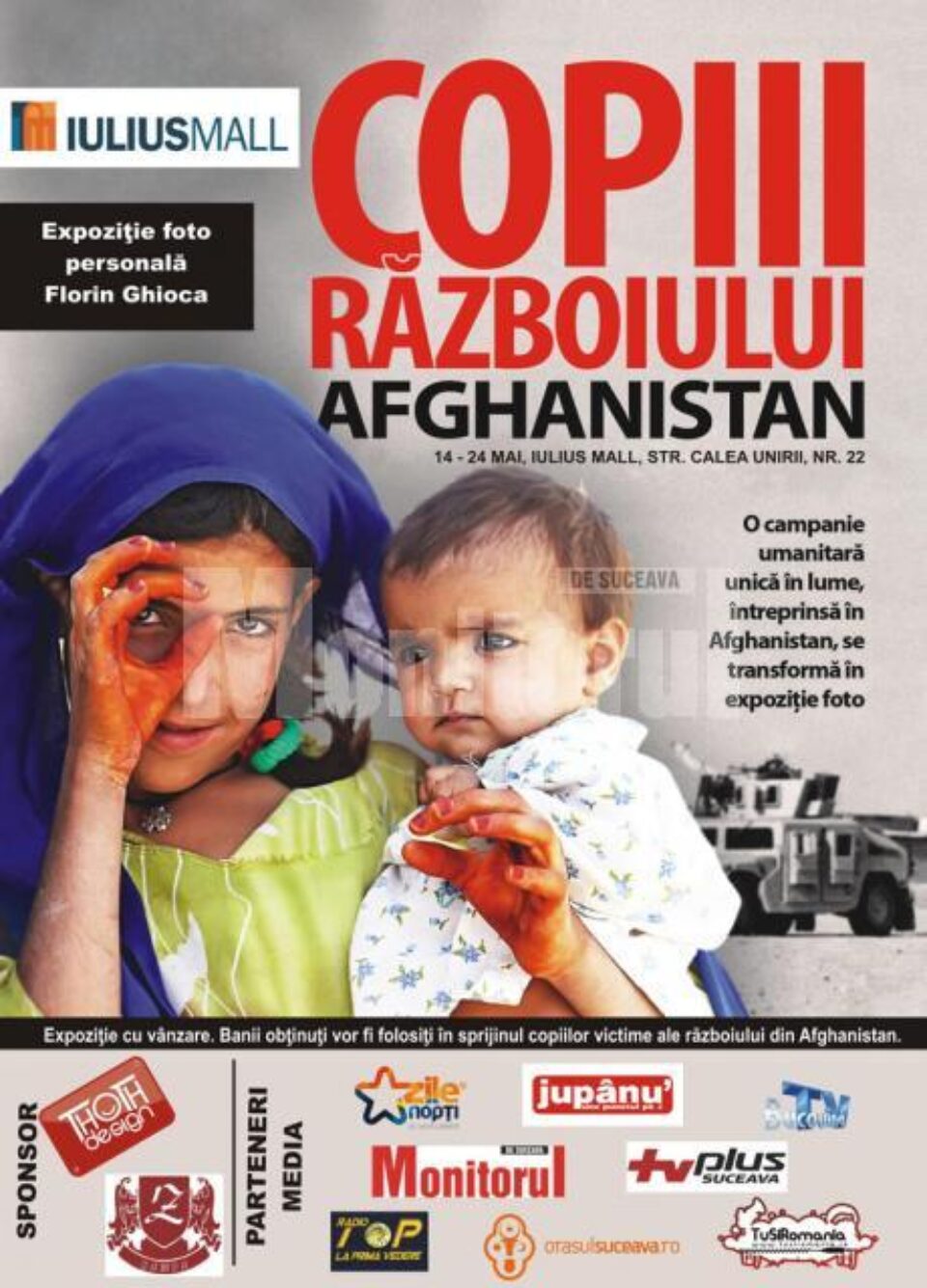 Vineri, la Iulius Mall: „Copiii Războiului - Afganistan”, expoziție de fotografie cu vânzare Vineri, la Iulius Mall: „Copiii Războiului - Afganistan”, expoziție de fotografie cu vânzare