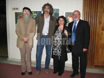 Moment de la vernisaj - Prof. Teodor Șalar, Iulian Dziubinski, prof. Viorica Moruz și dr. Grigore Micu