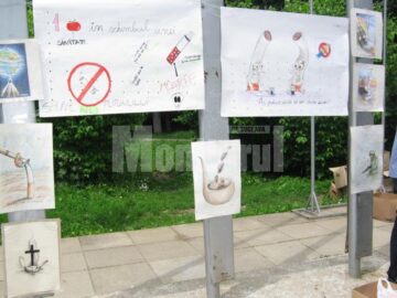 desenele cu mesaj anti-fumat expuse in Piata Drapelului