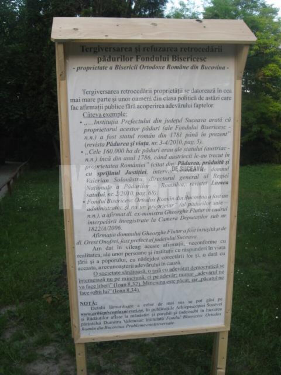 Informare: Afișaj la mănăstiri și biserici cu privire la retrocedarea pădurilor bisericești