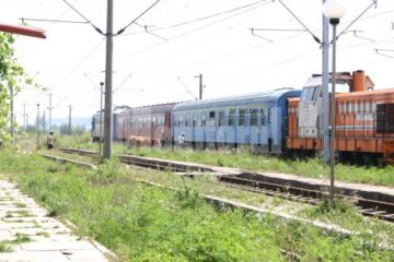 Sătenii își duc vacile la păscut pe lângă locomotivele și vagoanele blocate în Gara de la Dărmănești