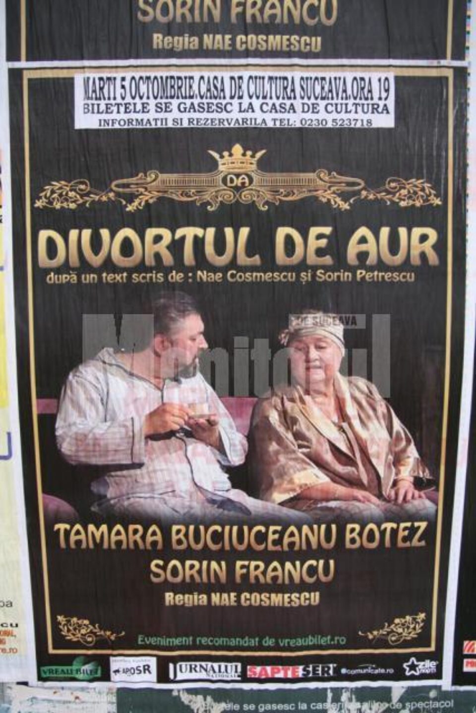 Teatru: Tamara Buciuceanu vine la Suceava cu spectacolul „Divorțul de aur”
