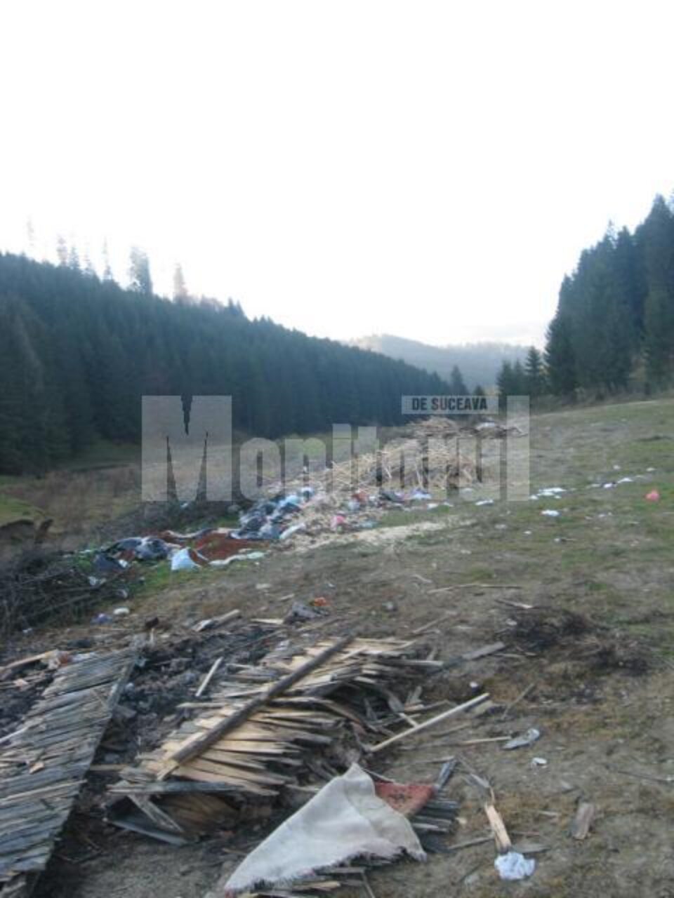 Rușinos: Malul unui pârâu, împânzit de gunoaie la doi pași de Mănăstirea Putna